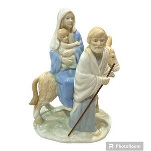 Homco Porcelain 8910 Figurine Flight into Egypt Mary, Baby Jesus, Joseph, Donkey